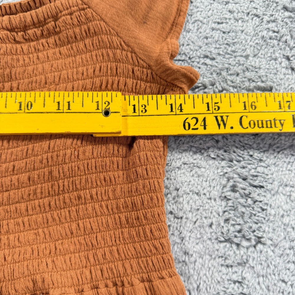 Abercrombie & Fitch Midi Dress Womens Small Rusty Orange Smocked Boho Slit - Picture 7 of 7